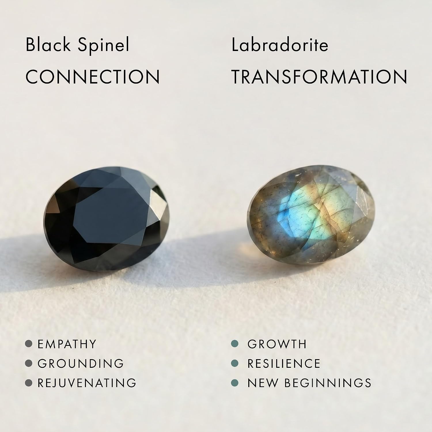 Moon Magic Authentic Rainbow Moonstone Ring for Women | Real Black Obsidian, Labradorite and Rose Quartz Rings 925 Sterling Silver | 18k Rose Yellow Gold Raw Crystal Rings |... - Image 5
