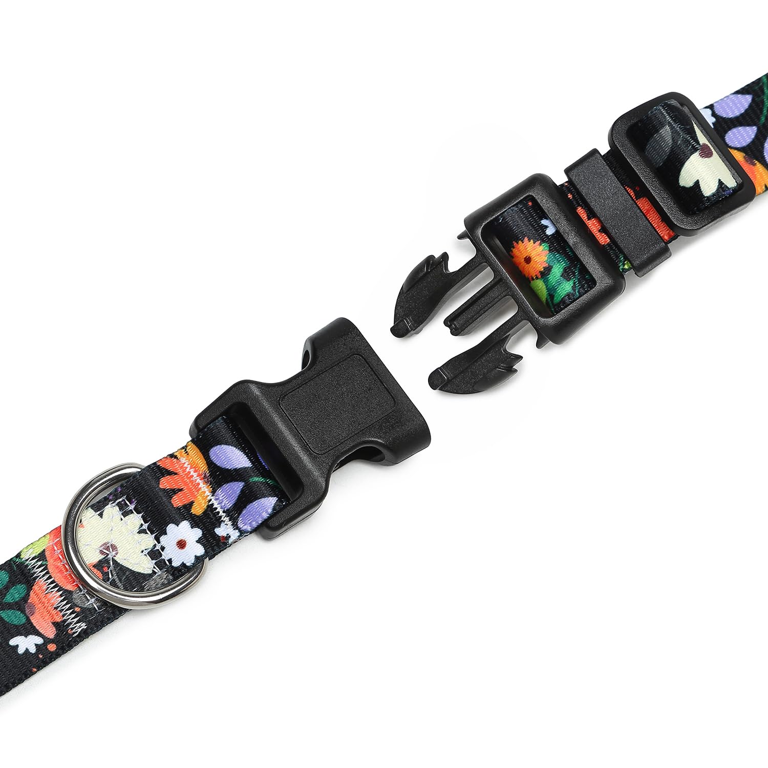 Mercano Collar ajustable para perro, patrones de diseño especial, nailon suave, cómodo y duradero, para perros pequeños, medianos y grandes (M, naranja floral) — view 6