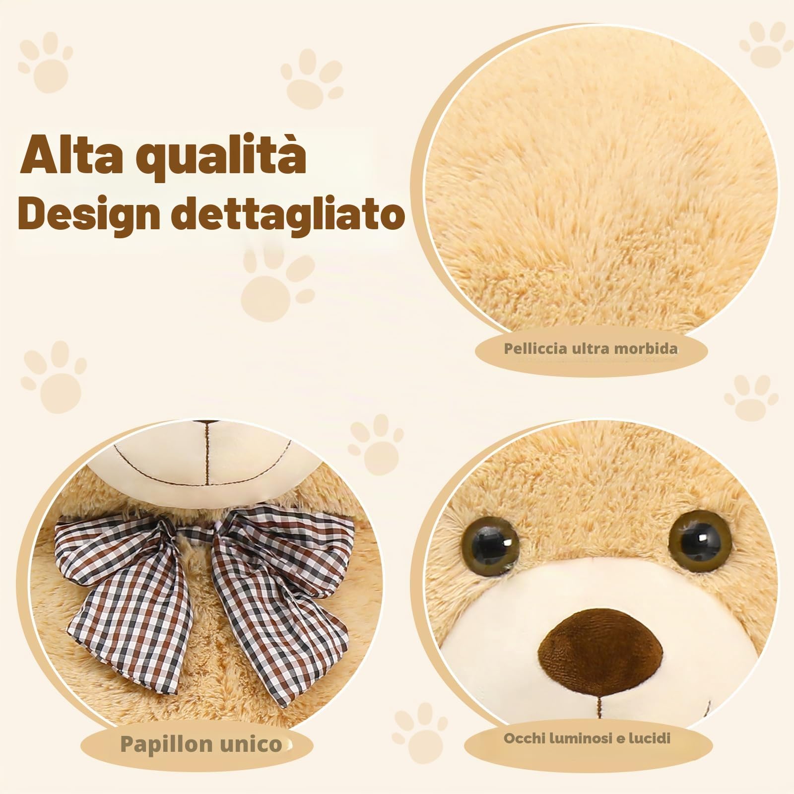 MorisMos 140 cm Orso Peluche Gigante, XXL Marrone Orsacchiotto Peluche Grande, Kawaii Morbido Orsetto di Peluche Teddy Bear Regalo per Bambino Fidanzata Lei Lui Compleanno Decorazioni