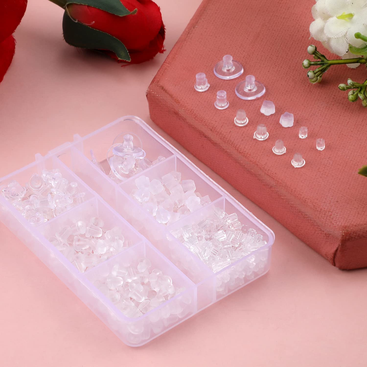 600 Pcs Clear Silicone Earring Backs - 6 Styles Hypoallergenic Rubber Backs For Stud Earrings, Safety Stoppers For Heavy Or Droopy Earrings - View #4