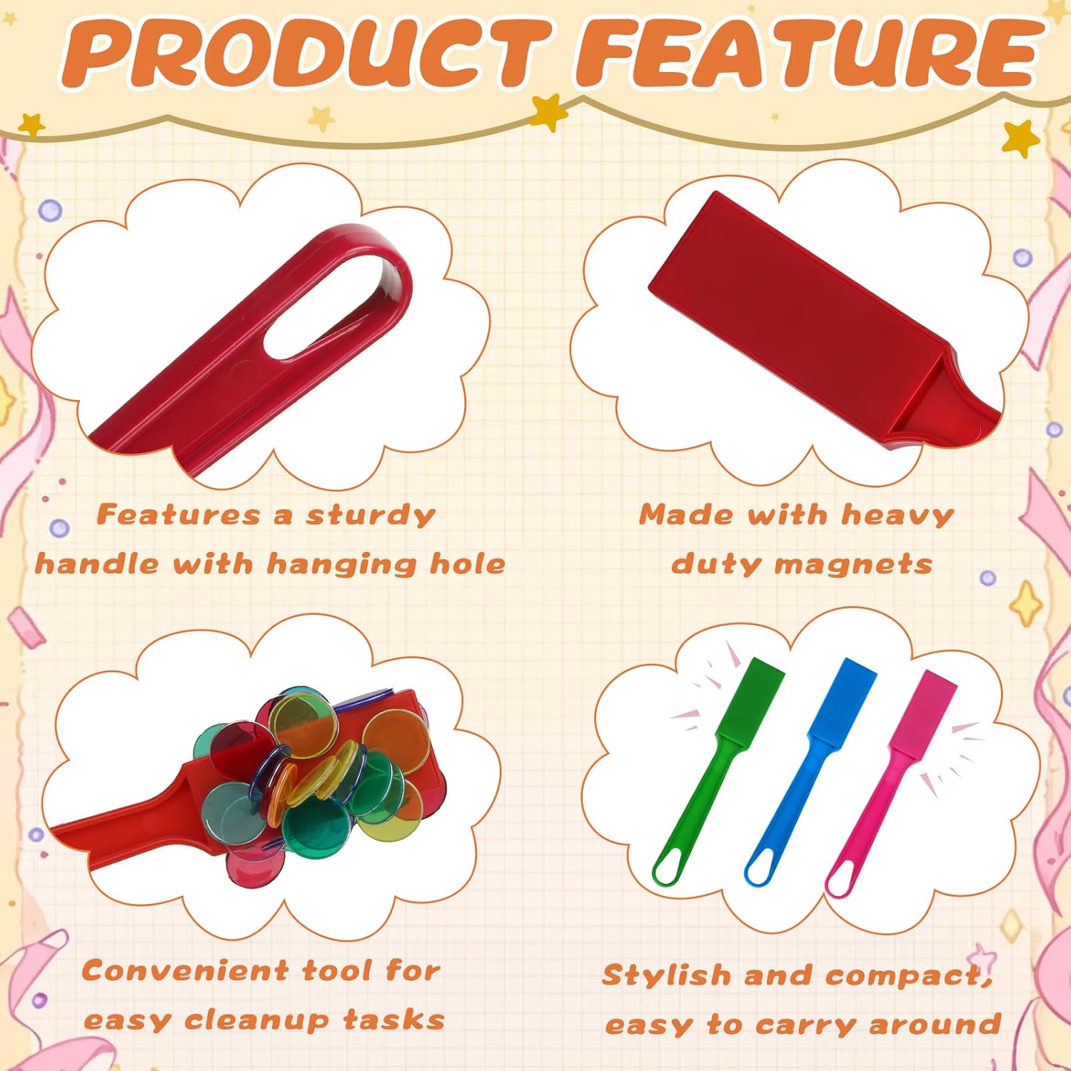 10 PCS Magnetic Bingo Wand and Chips 7.87 inches Multi Colors Magnetic Wand with 500 PCS Bingo Chips for Counting Science Learning Family Game Night Activities