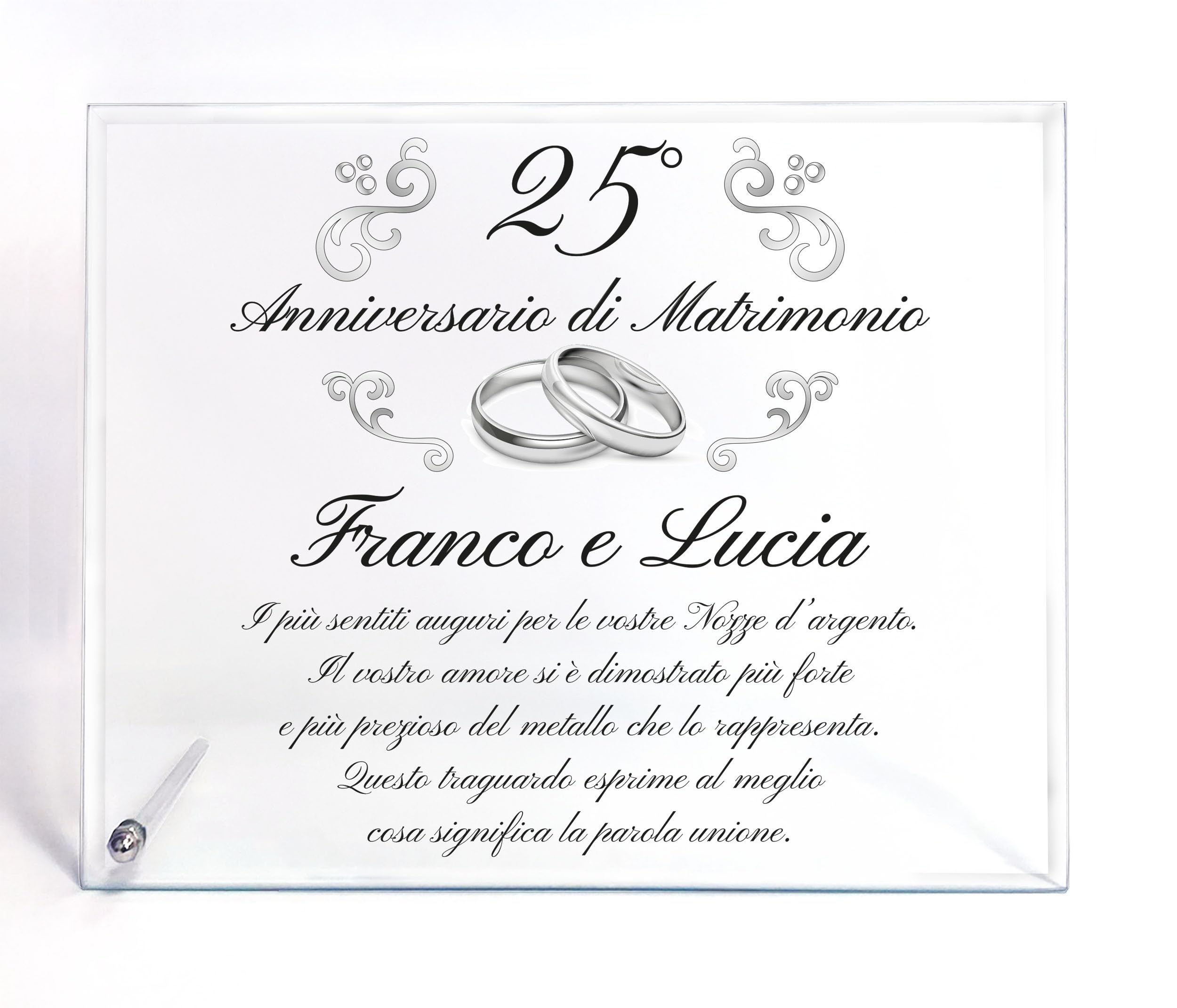 Targa Anniversario di Matrimonio | Elegante Targa in Cristallo Personalizzata | Regalo Nozze d'oro, Nozze d'argento o di Diamante