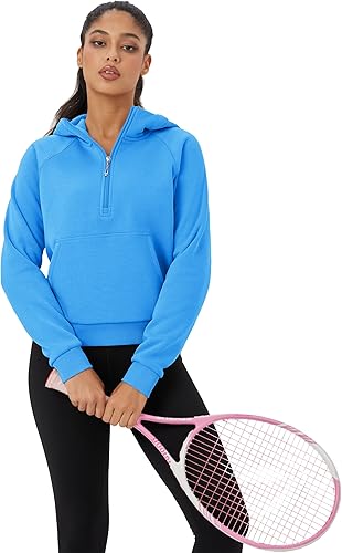 Miniatura 4 de MAGCOMSEN Sudaderas con capucha para mujer, con forro polar, cremallera de 12, manga larga, con bolsillo tipo canguro