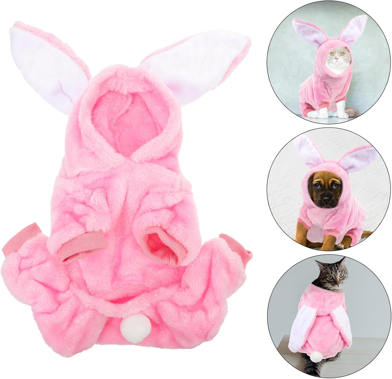 UKCOCO Bunny Kitten Hoodie, Warm Dog Pajamas Coats Winter Soft Fleece Dog Hoodie Clothes for Halloween Chihuahua Yorkie Poodles