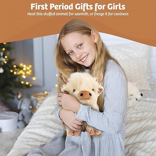 Miniatura 6 de Marysun Animal de Peluche de Vaca de las Tierras Altas Apto para Microondas - Animal de Peluche con Peso, Almohadilla Térmica, Regalo Acogedor para