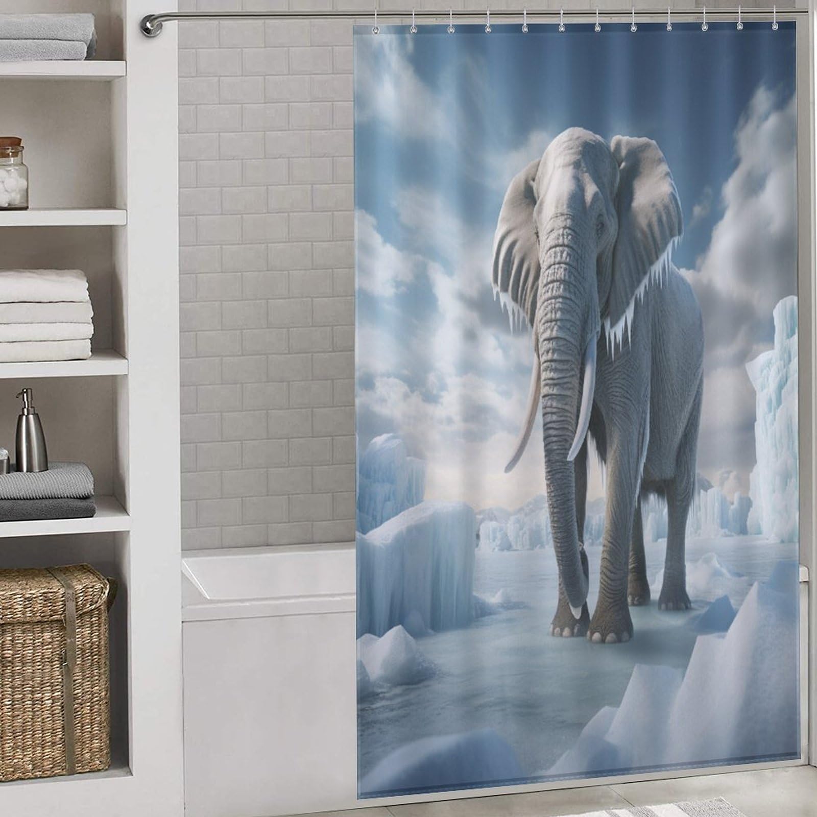 Rideau de douche éléphant en textile imperméable de qualité supérieure 140x183