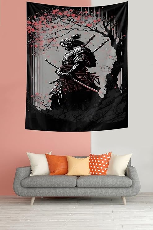 Pelangi Samuray Leke Tutmaz Kumaş Duvar Örtüsü Duvar Halısı Tapestry PNTR288, 140 x 230