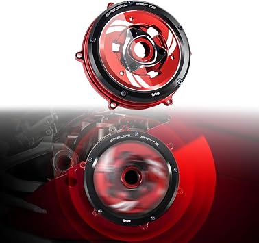 Fit for Ducati Panigale V4 V4S Speciale 2018 - Motorcycle Clear Clutch Cover Plate Engine Racing Spring Retainer R Protector Guard Black