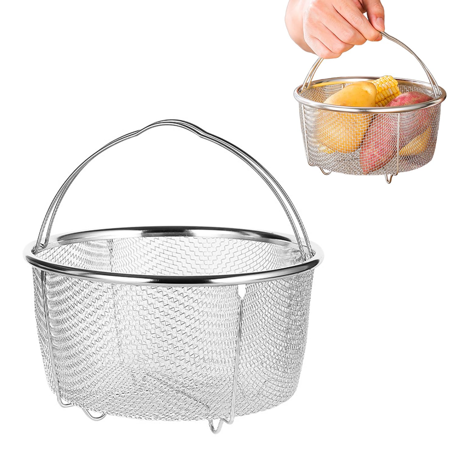 – Stainless Steel Steamer Basket, 18cm Insert Steaming Rack Vegetable Fruit Colander Strainer for Instant Pot, Pressure Cooker, Rice Cooker, Cooking Pots