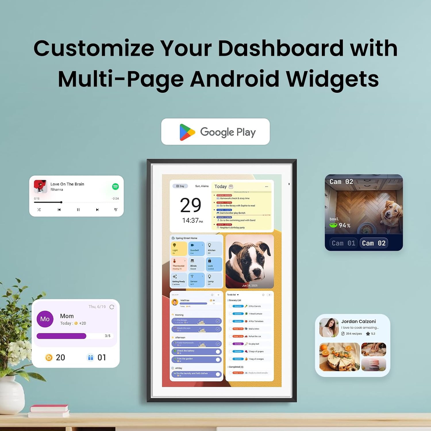 Apolosign 21.5-inch Digital Calendar & Smart Family Wall Planner, No Subscription, Calendar & Dashboard Dual-Mode System, Shared Touchscreen Display with Calendar Sync, Chore Charts & Family Scheduling Hub (Black) thumbnail