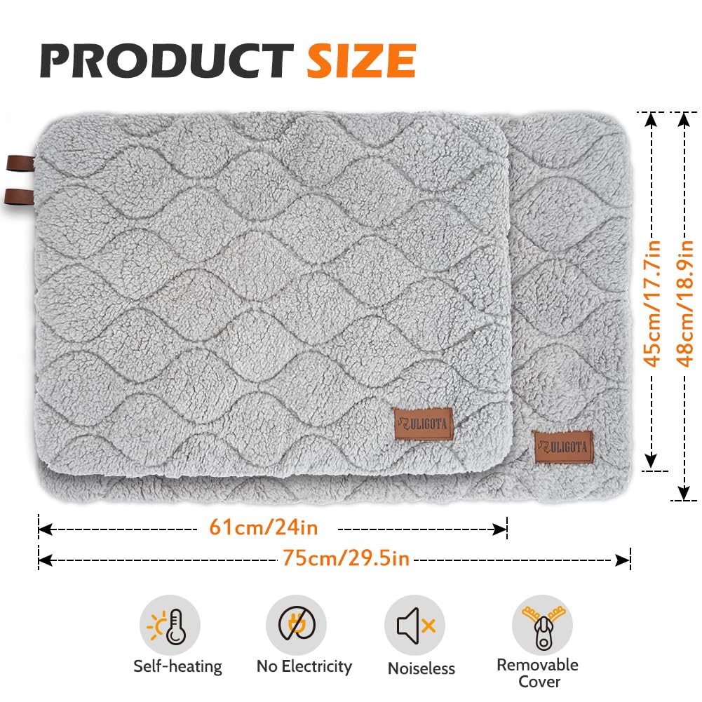 ULIGOTA Self Warming Cat Bed Self Heating Dog Mat Soft & Fluffy Pet Bed Noiseless Thermal Pet Pad for Indoor Outdoor Pets with Removable Cover Non-Slip Bottom (75x48x3cm) - Image 2
