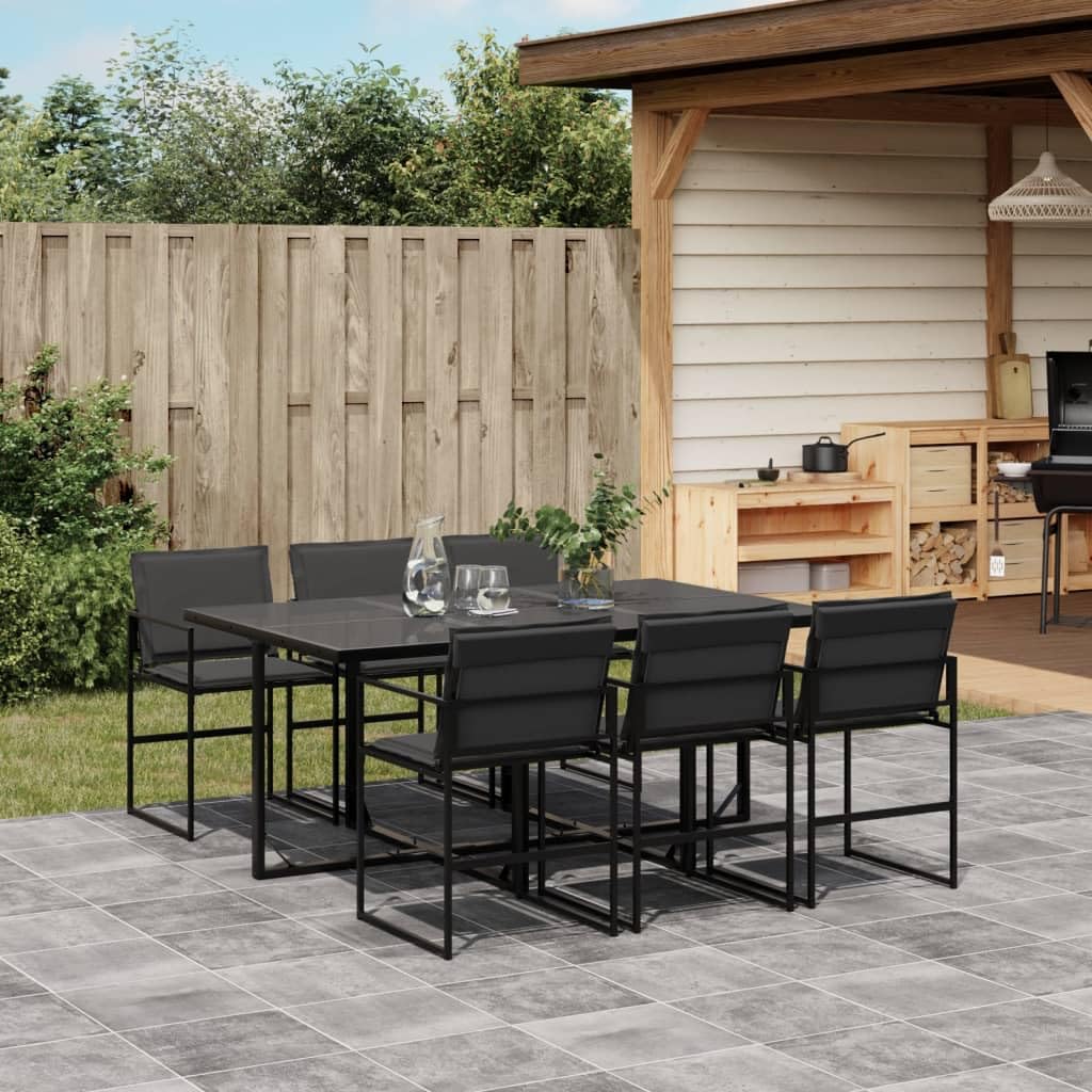 ShGaxin 3295074 - Set da pranzo da giardino con cuscini in textilene nero, set tavolo e sedie da giardino, tavolo da terrazza all'aperto e sedie, set da giardino, mobili da esterno