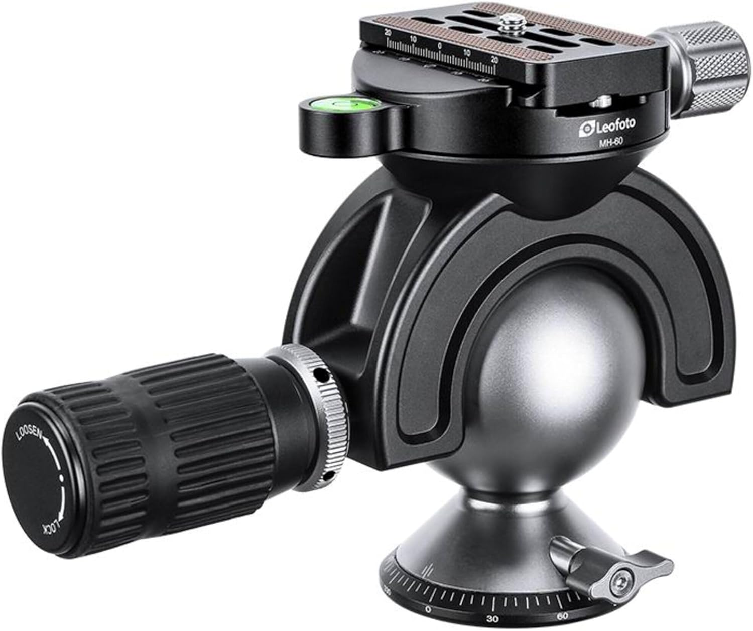 Leofoto MH-60 Full Dynamic Ball Head with Handle, Extendable Handle, Tension Control, Panning Base, for Competition and Target Shooting, Arca Compatible