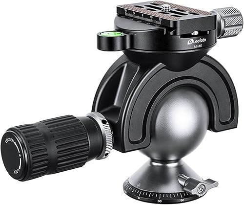 Miniatura 7 de LEOFOTO Cabezal de bola MH-60 con control de manillar compatible con Arca Ideal para tiro al objetivo..