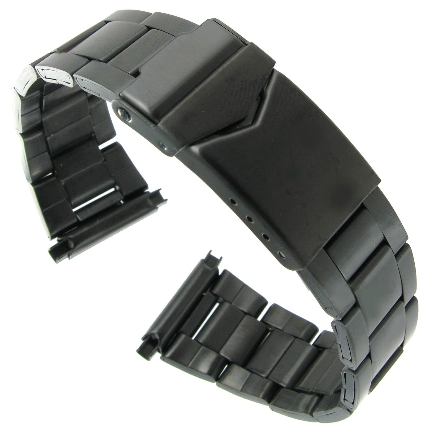 18-23mm deBeer Black PVD Plating Stainless Steel Deployment Watch Band LM225
