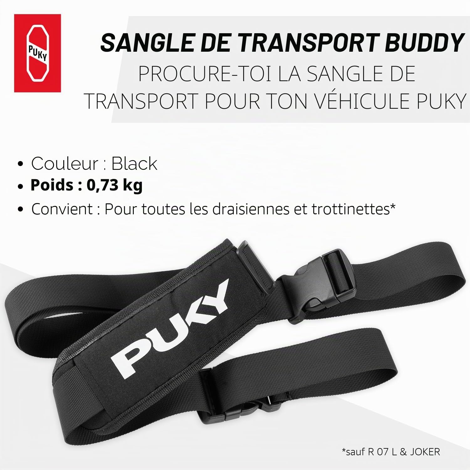 PUKY Buddy | Sangle de Transport | pour draisiennes & trottinettes | Transport Facile & Confortable | Longueur réglable pour Tous Les Parents | Résistant & Pratique | Idéal pour Les Excursions