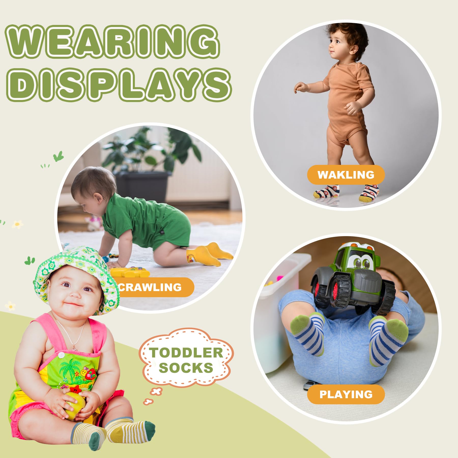 Calcetines SkiBeaut 12 pares de calcetines antideslizantes para niños y niñas de algodón para niños de 1 a 3/3 a 5/5 a 7 año