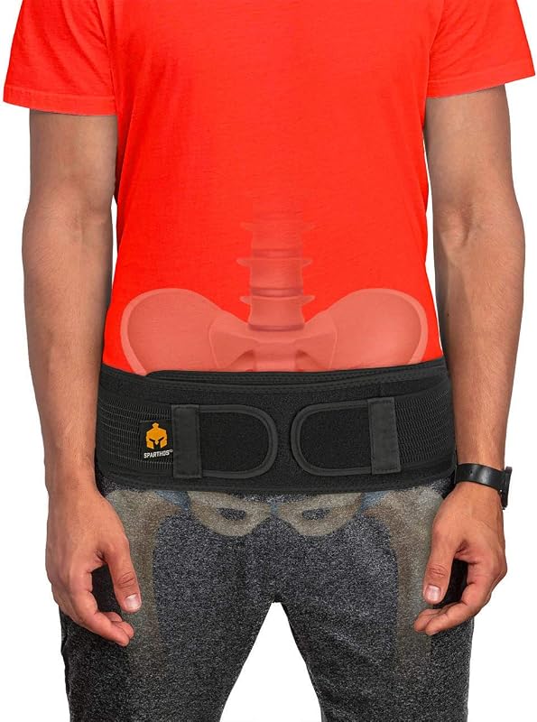 Sparthos Sacroiliac SI Belt, SI Joint Belt for Women & Men - Black, Regular | Sciatica & Lower Back Pain Relief, Sacroiliac Hip Support, Anti-Slip Grip, Breathable Neoprene, Adjustable Compression Straps