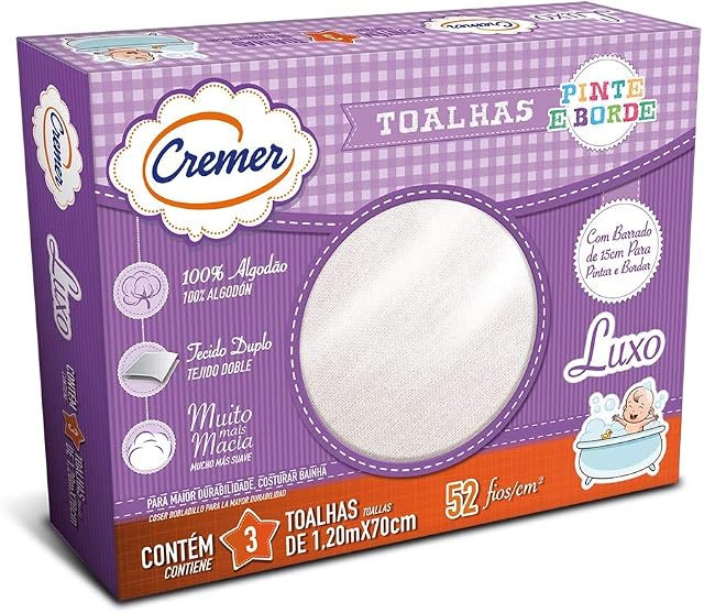 Toalha Pinteborde Branca PC 3 Unidades, Cremer
