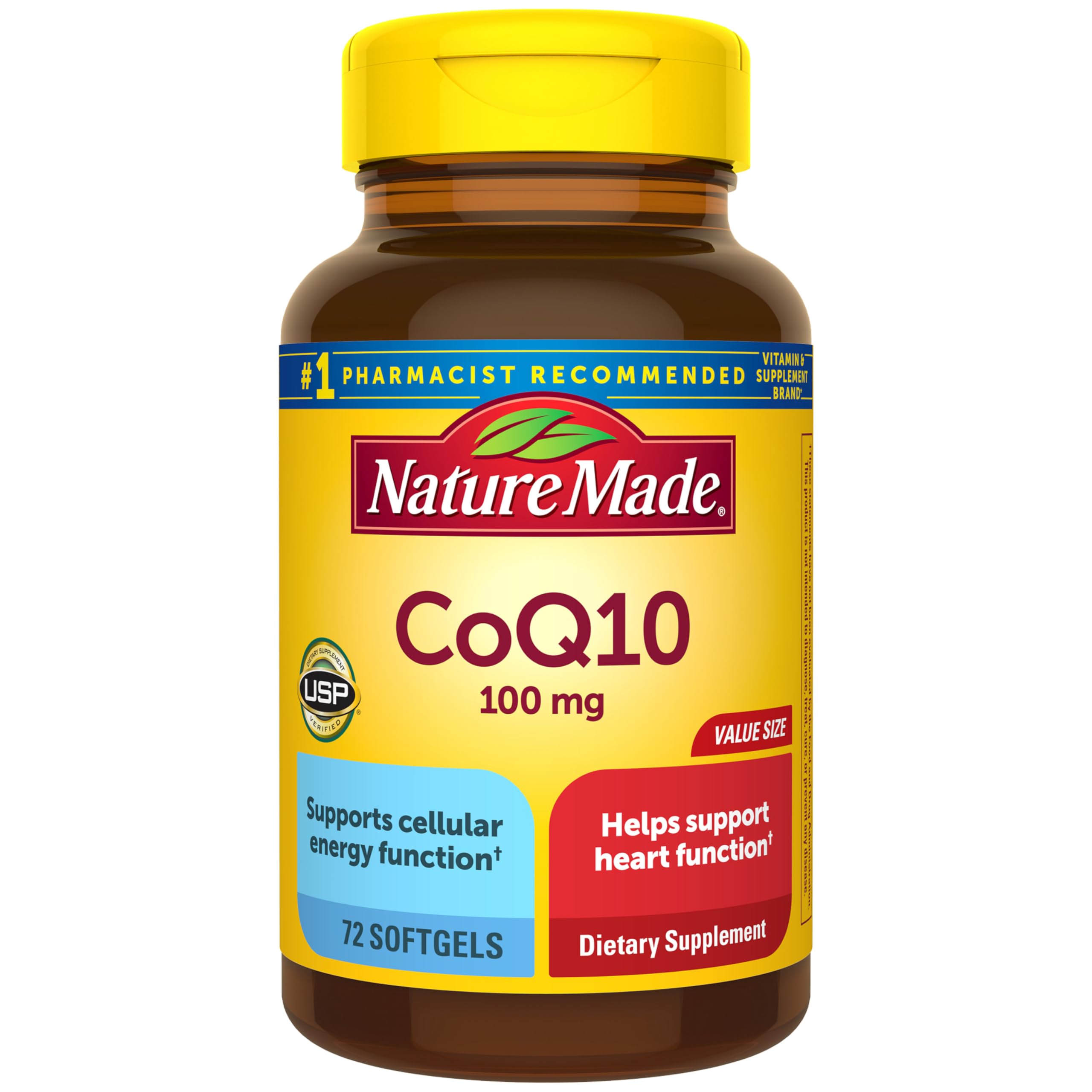 Nature Made CoQ10 100mg, Dietary Supplement for Heart Health Support, 72 Softgels, 72 Day Supply