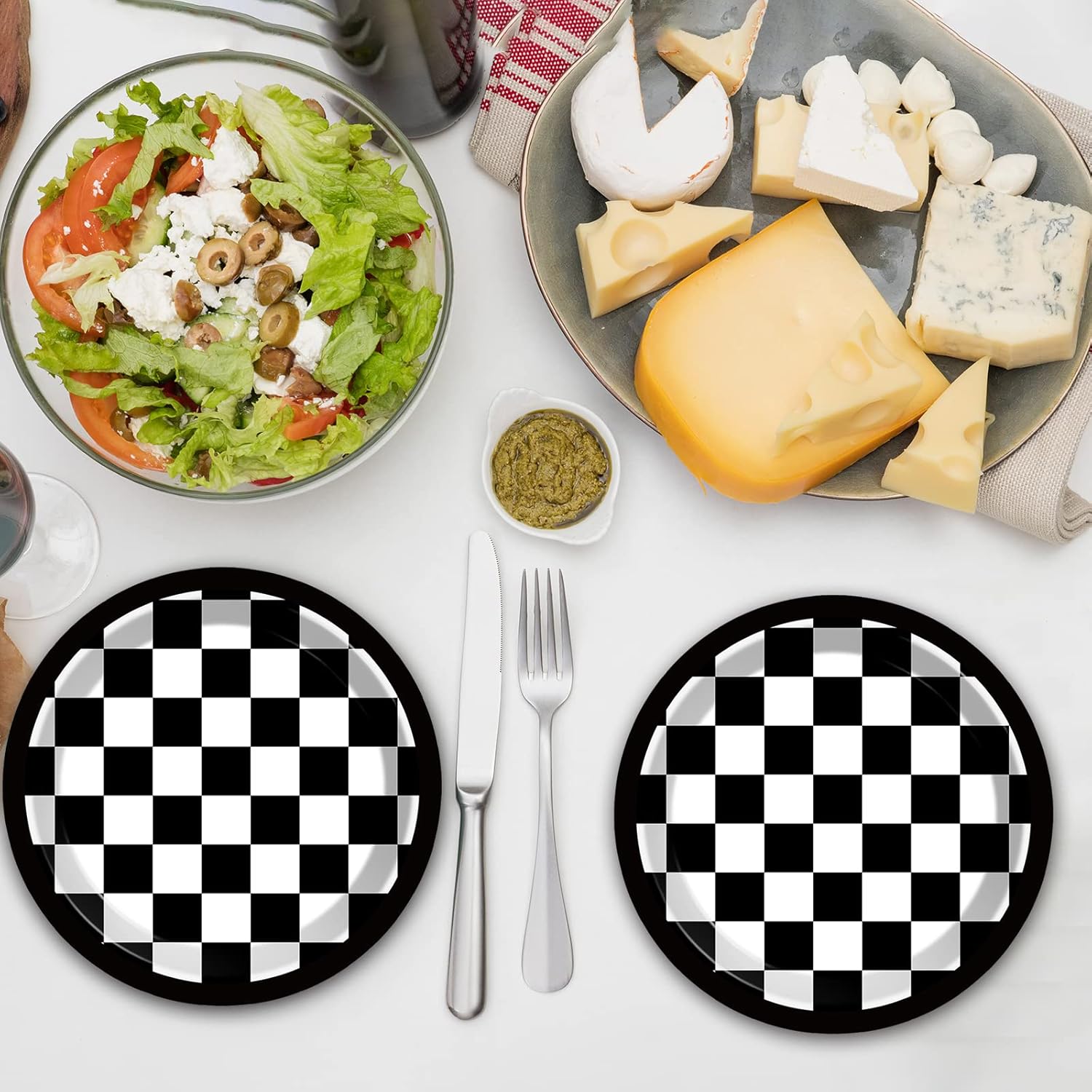 48 Pieces Black and White Checkered Flag Party Paper Plates for Race Car Party Supplies 7" Racing Car Theme Disposable Dessert Plates for Boys Men Birthday Baby Shower Race Fans Party Decorations - Image 7