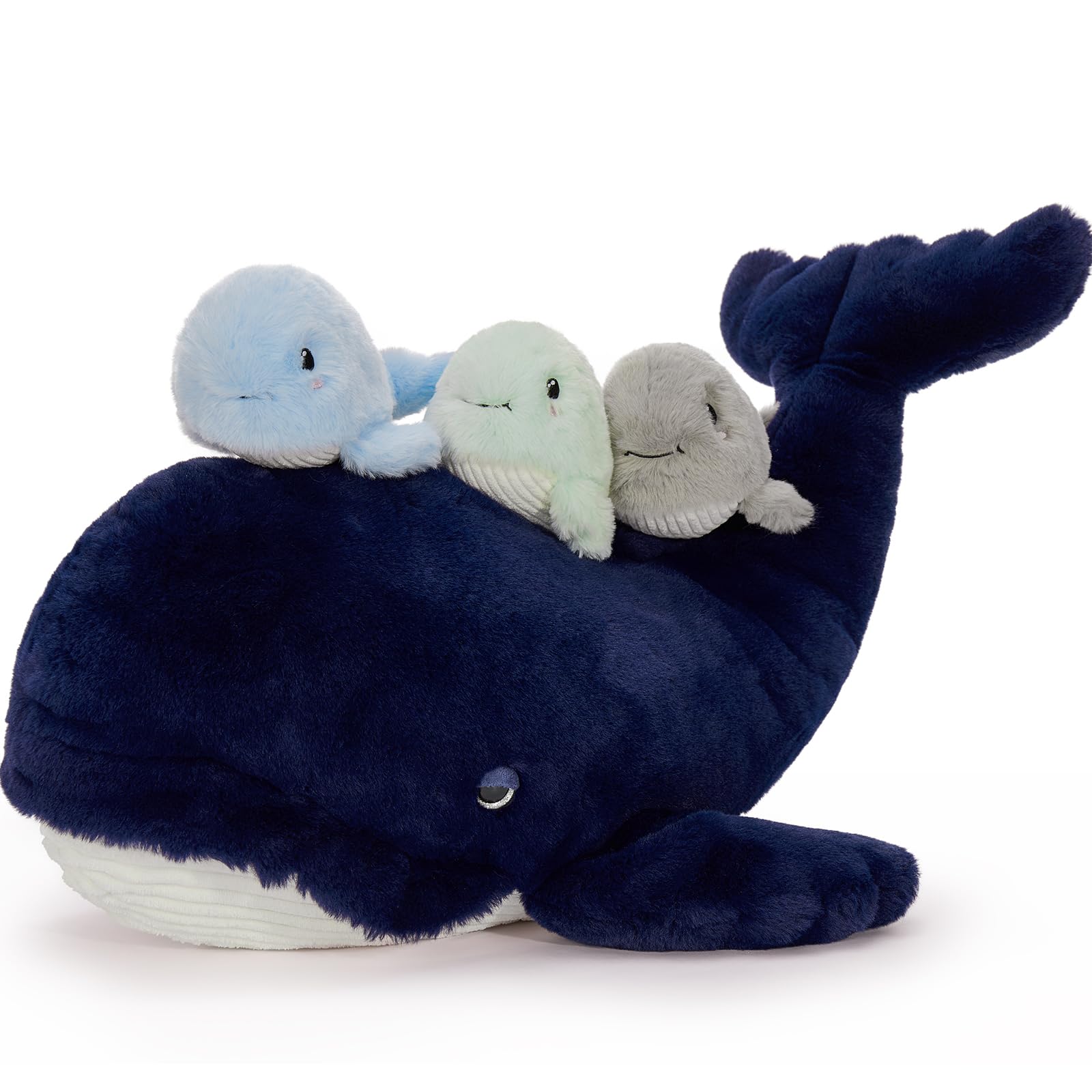 MorisMos 4 stücke Wal Kuscheltier XXL Set, 50cm groß Wal Plüschtier Plüschwal mit 3 Babys im Bauch, Blauwal stofftier als Geburtstag Weihnachten Geschenk für Jungen Kinder - 2