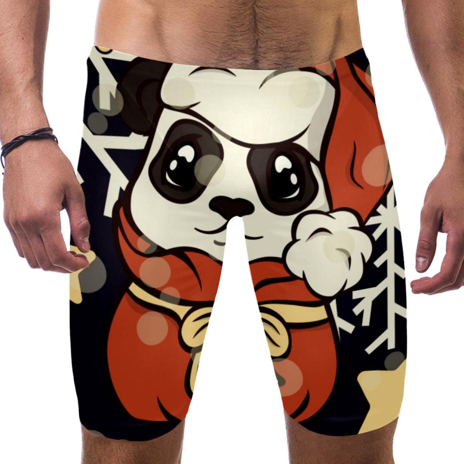 Bañador para hombre con diseño de oso panda de Navidad para práctica y natación competitiva 7