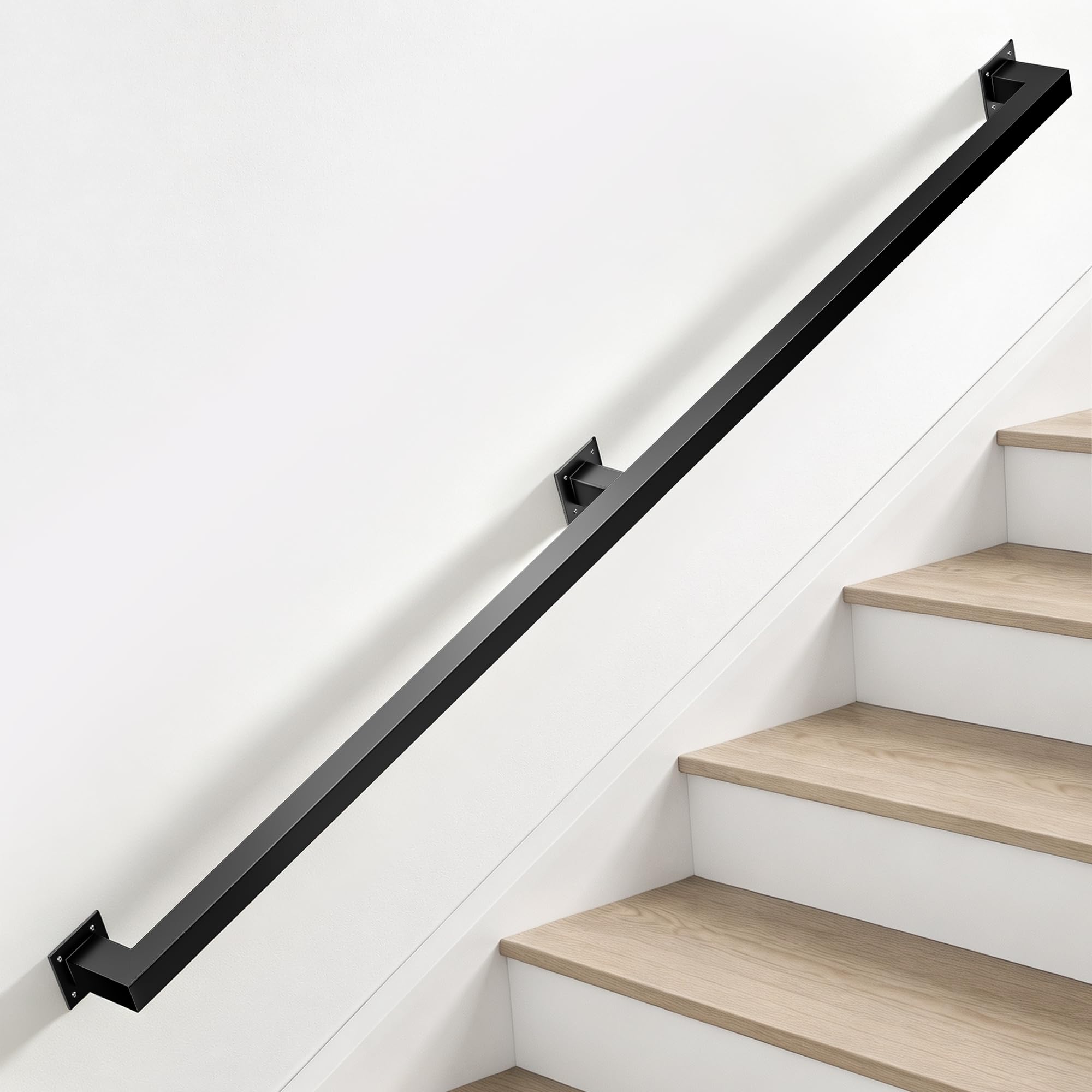 8ft Black Wrought Iron Wall Mount Stair Railing