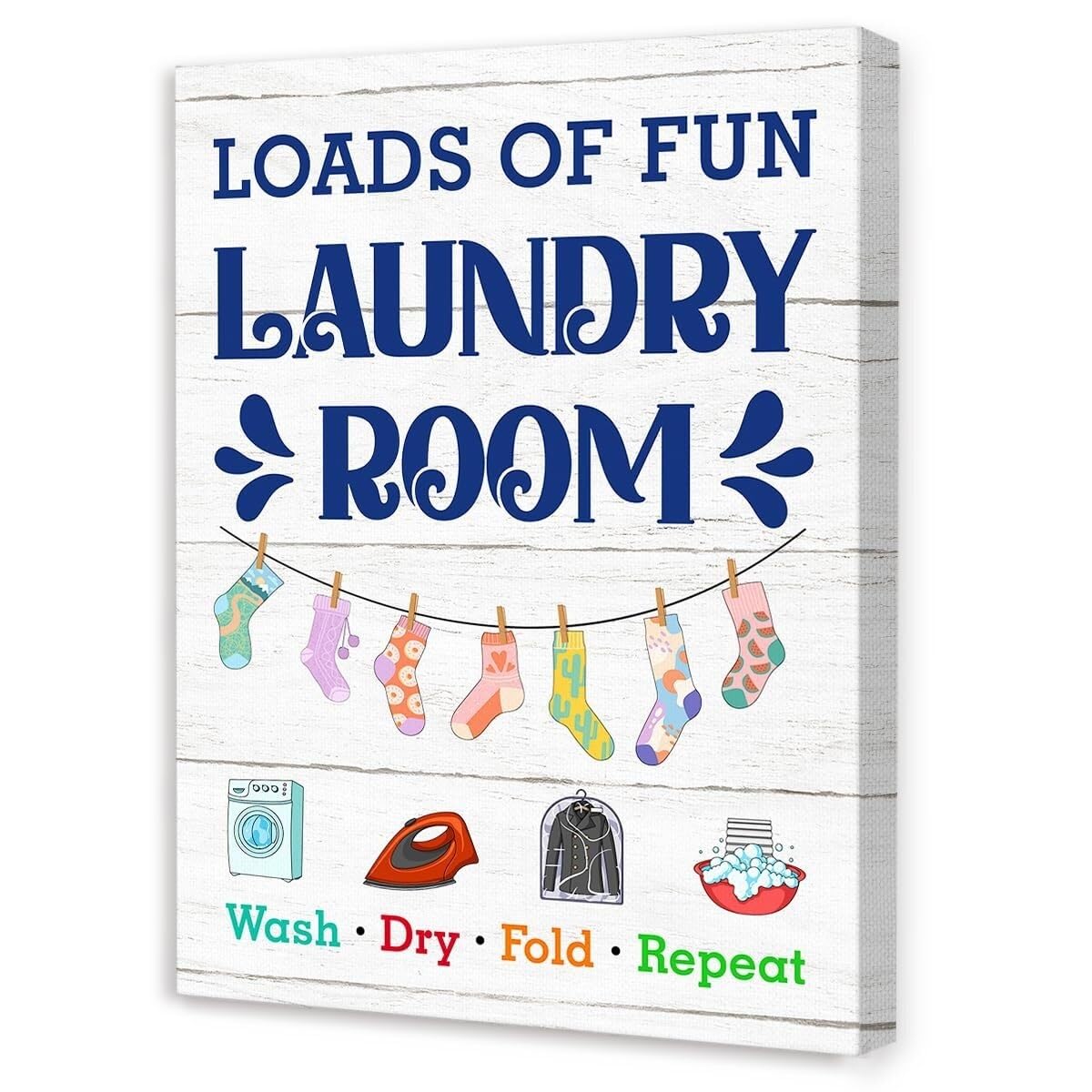 KCDFDVJFBM Laundry Room Wall-Art,Rustic Laundry Rules Canvas Wall Decor(Unframed12x18inch(30x45cm))