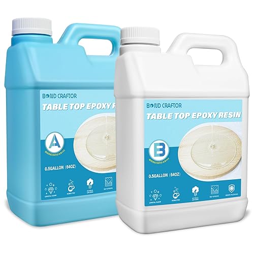 Kit de resina epoxi para mesa de 1 galón, epoxi transparente con autonivelante resistente a los rayos UV para mesa, encimera, bar y revestimiento de