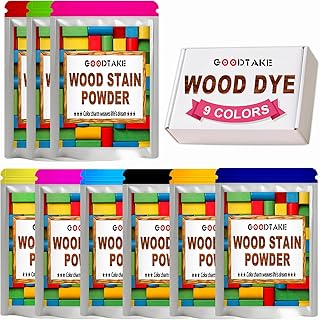 GOODTAKE Wood Dye Powder Kit - 9 Vibrant Colors (2oz Each) | Professional-Grade Concentrated Stain for Woodworkers & Crafters | Long-Lasting Color Results (9 Colors)