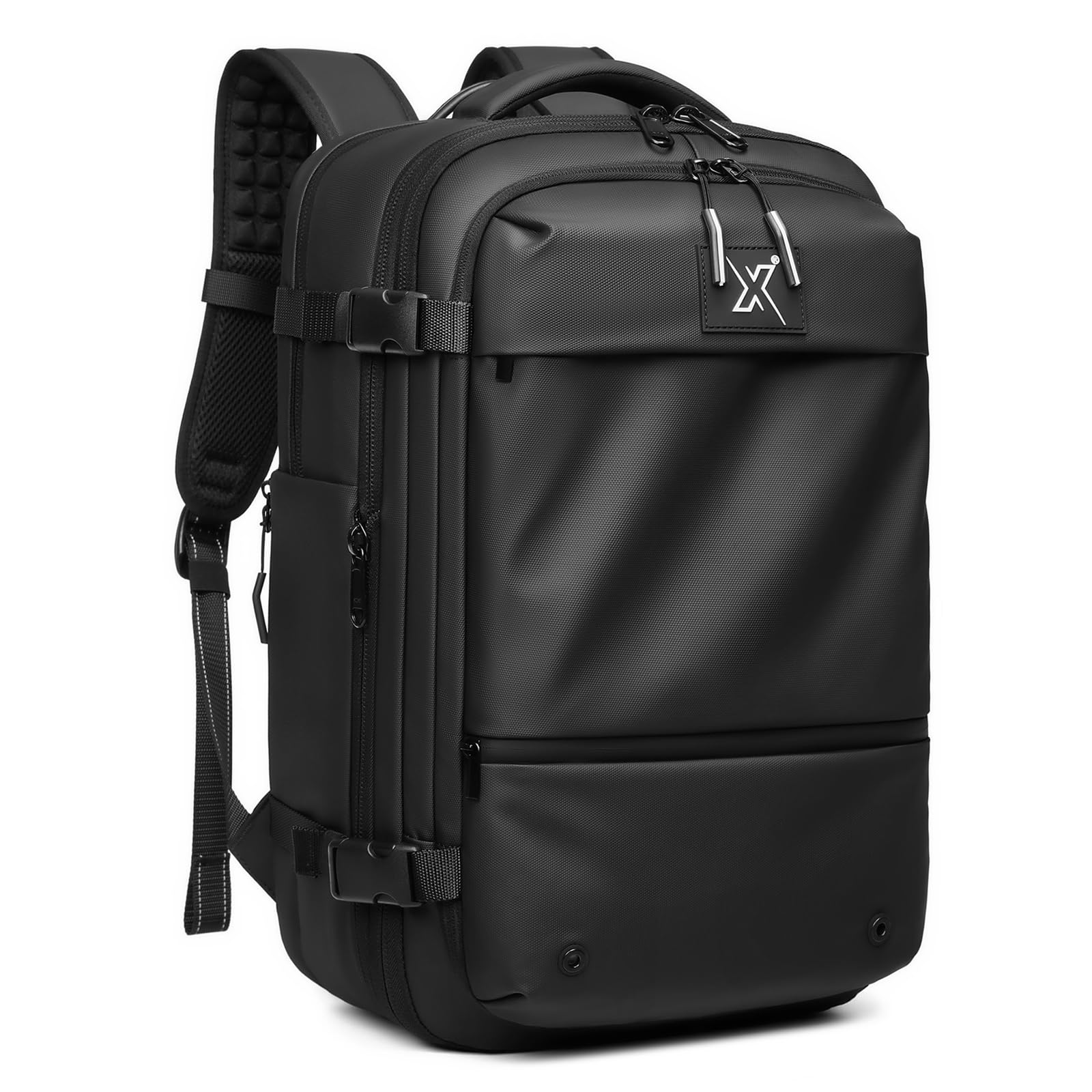 Mochila de Viaje Cabina 49x32x15 con Compresión al Vacío y Mini Bomba, Candado TSA, Portátil 17,3", Impermeable – Apta Ryanair y Vueling (Hombre y Mujer)