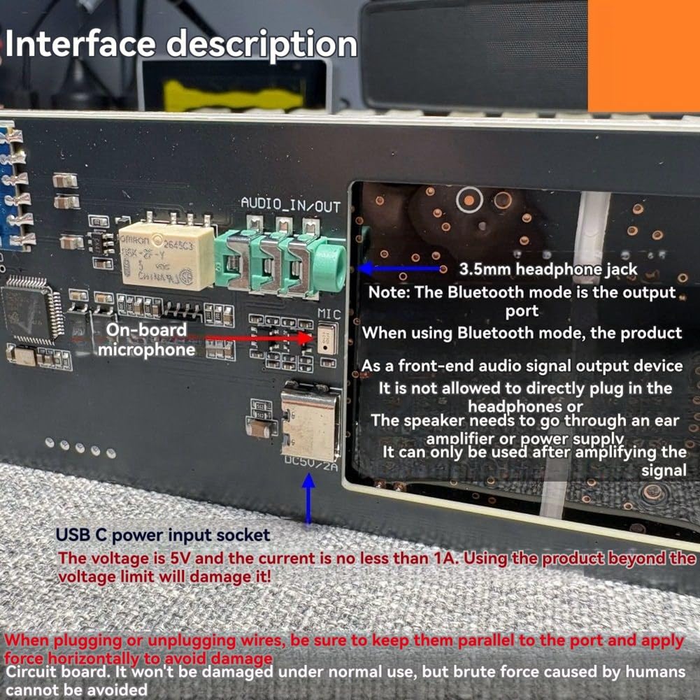 AK2518 Spectrum zegar muzyczny Bluetooth atmosfera jasnozielony + pomarańczowy + czerwony wyświetlacz sygnał audio melodia rytm