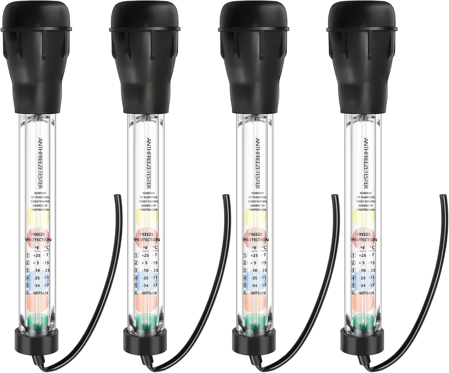 Tellegloww 4 Pcs Antifreeze Coolant Tester Exhaust Gas