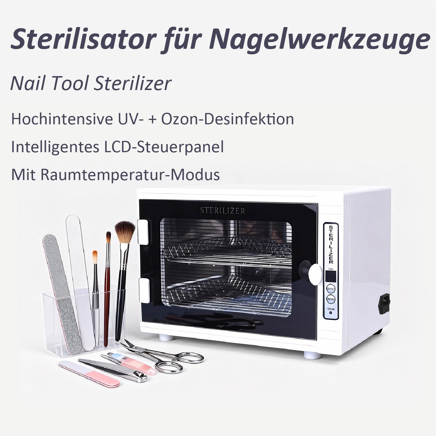 Kurflo UV Sterilisator, 12L mit hoher Kapazität Nagelwerkzeuge, UV & Ozon Doppel-Desinfektion – Smart Bedienung – Für Haushalt, Babyflaschen, Handtücher, Kosmetikstudio, Nagelsalon, Friseurbedarf