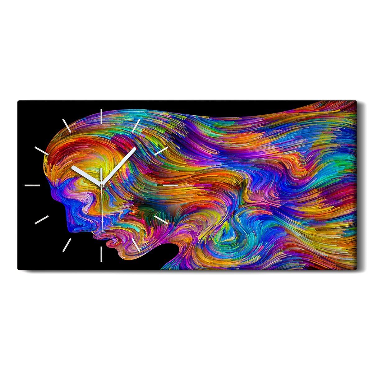 Horloge sur Toile de Qualité Supérieure - Art Moderne Lumineux 60x30cm