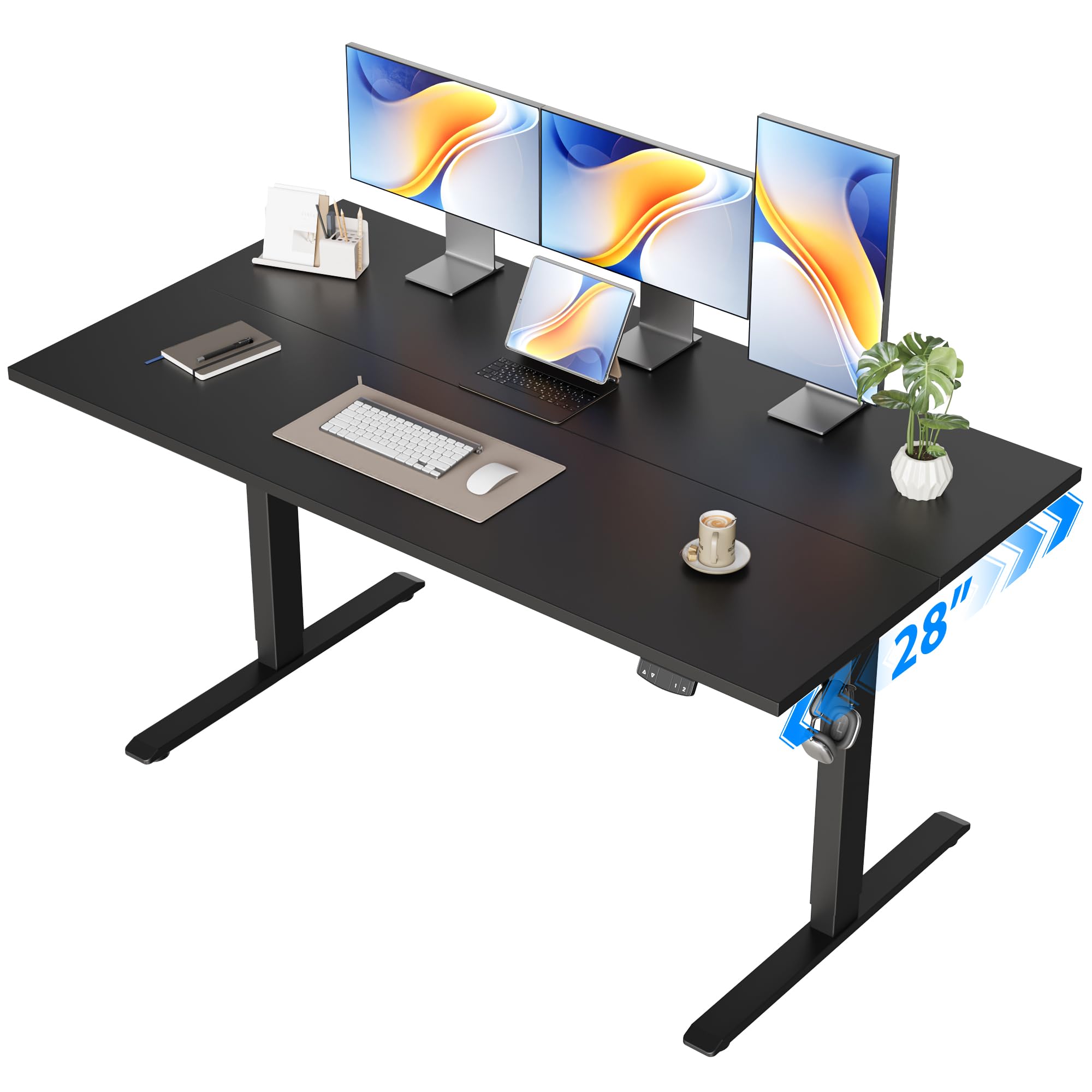 Agilestic 55 * 28 Inch Height Adjustable Electric Standing Desk, Black