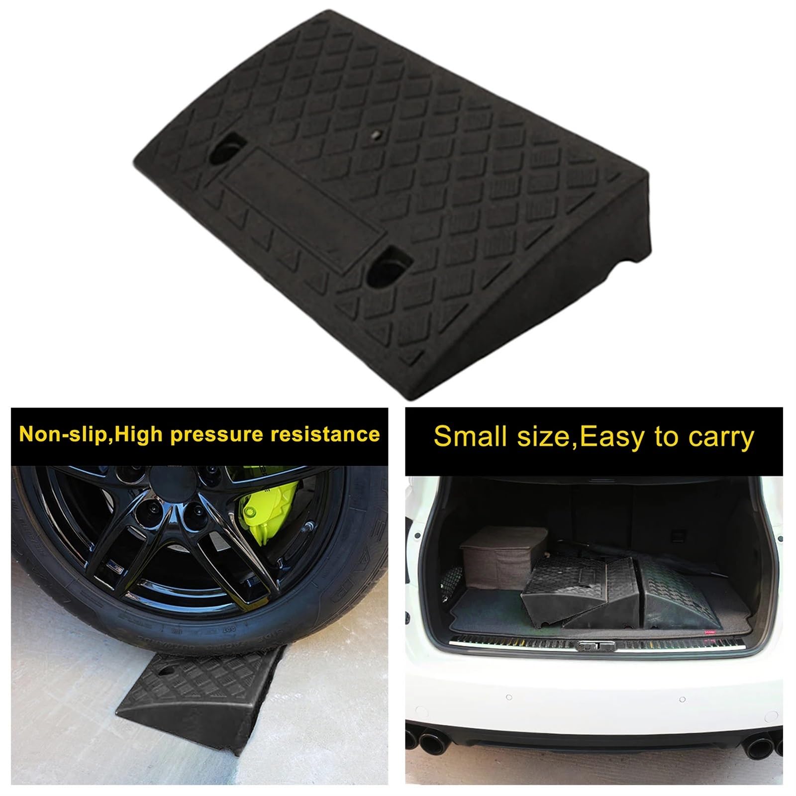 Genérico Rampa de Acceso portátil y Resistente para Coche, Bicicleta, Motocicleta y Silla de Ruedas. Rampa de umbral de plástico Ligero (Amarilla). Ideal para facilitar el Acceso y la movil