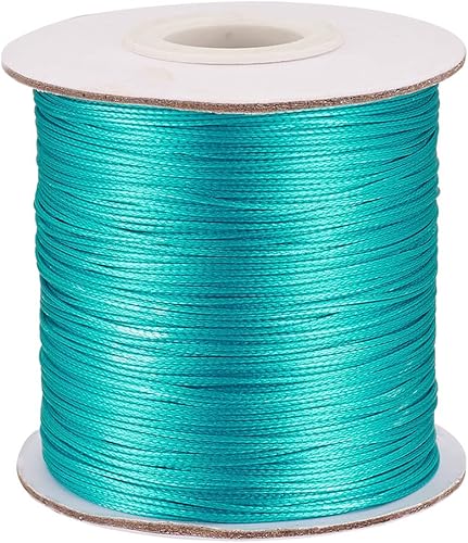 Vista 18 de Cheriswelry 90 yardas/rollo de 0.079 pulgadas, cordón encerado negro de poliéster coreano, joyería de cuentas, hilos para manualidades, cuerda