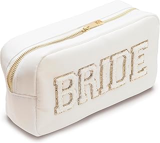 White Nylon Bride Pouch or Bag, 1889, travel, Bride bag, Bride makeup bag, Gift for brides, Bride essentials, Gift for her, Bride travel kit, Things for bride, Future mrs, White, Valentine's Day