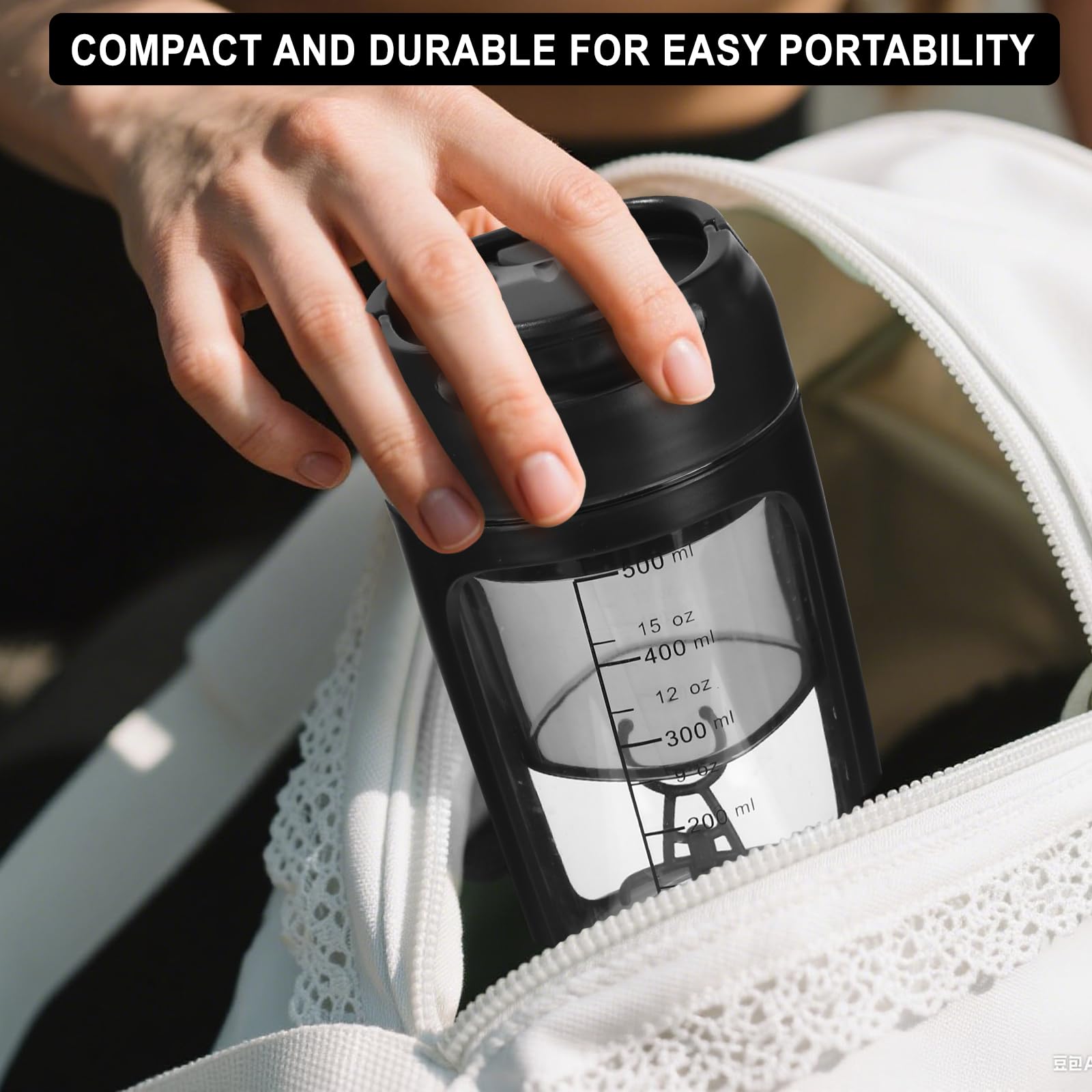 Mezclador de Proteinas Eléctrica, Botella Mezcladora Recargable por USB, 650ML Vaso Shaker Portable, Mezcladora automática de proteínas con Caja de Polvos, coctelera para cremoso, Proteínas (Negro)