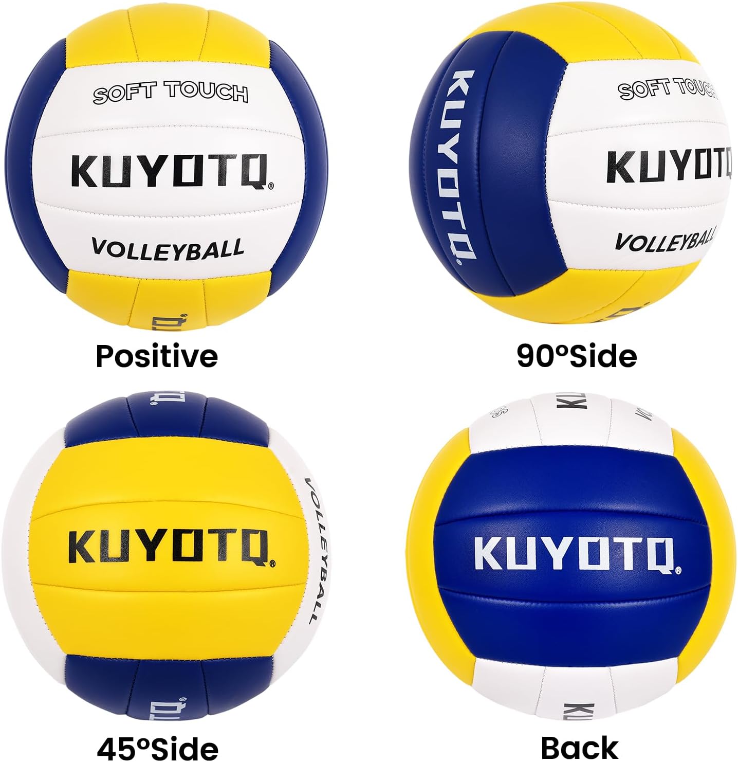 KUYUTQ Beach Volleyball Official Size 5 for in & Outdoor, Sand Volley Ball with Thickened Soft Leather Cover Outdoor Volleyball, Machine Stitched for Gym, Training & Match Play