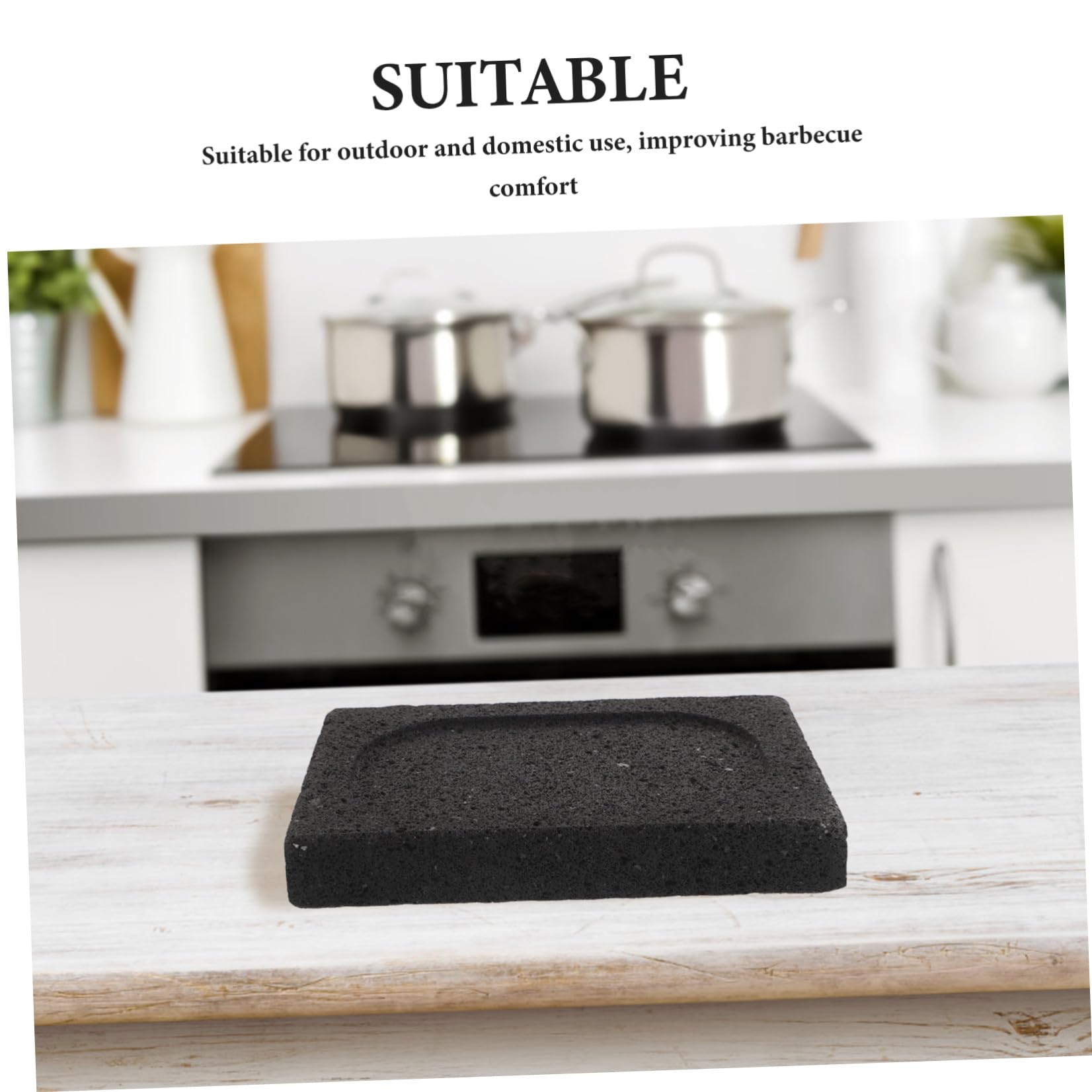 Outanaya Pierre Volcanique pour Griller Barbecue Personne, Pierre de Lave Noire, Facile à Nettoyer, Fiable pour Cuisson Intérieure et Extérieure