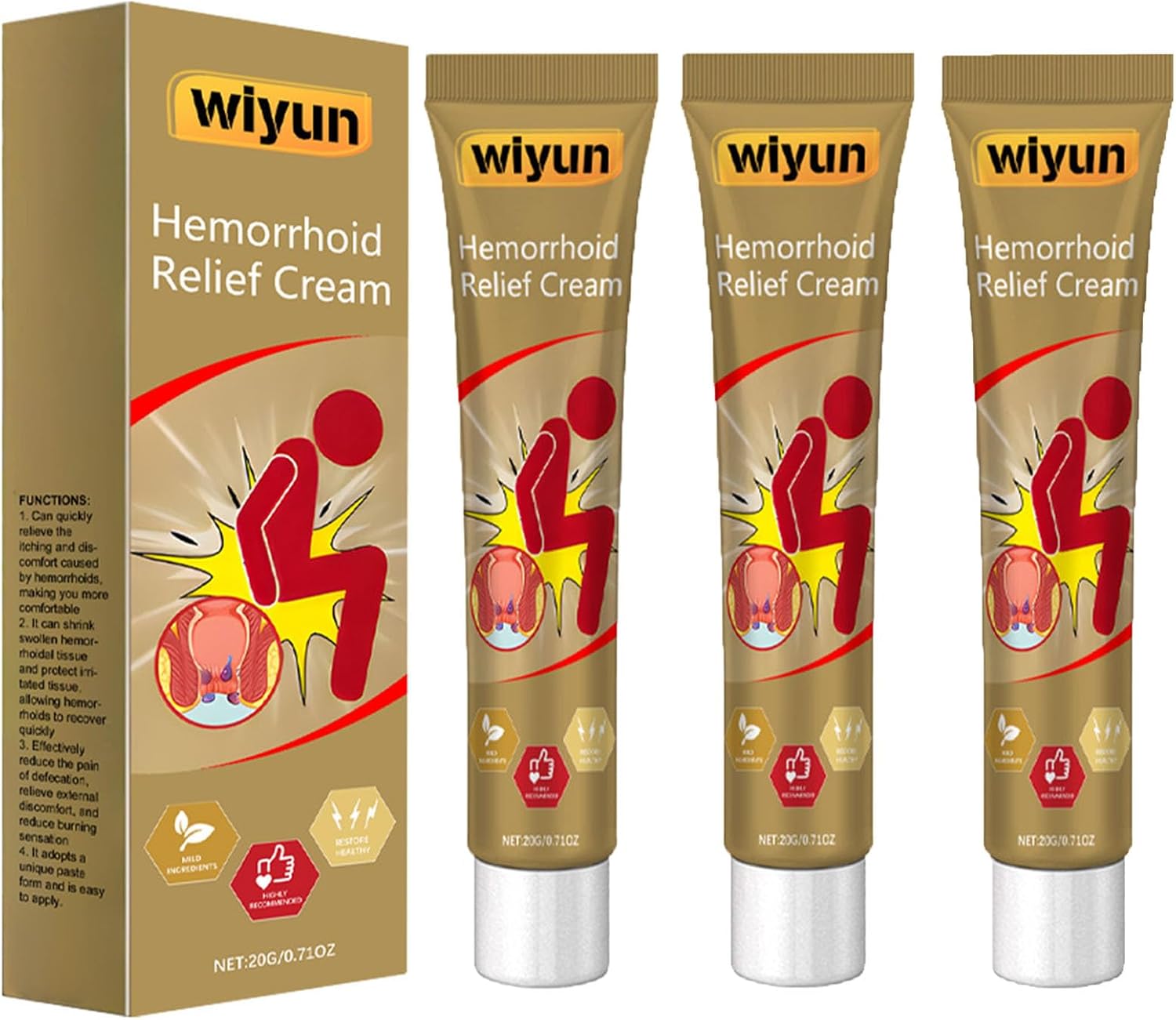 Herbal Hemorrhoids Cream, Chinese Hemorrhoid Creams, Body Care Cream for Men and Women (3pcs)