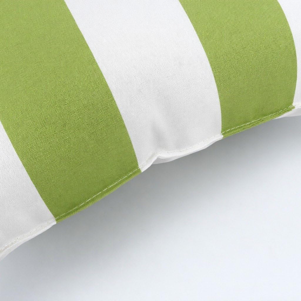 Outdoor Throw Pillows 18x18 Set of 2, Waterproof Patio Cushions with Covers, Decorative Square Pillows for Garden Furniture, Porch, Poolside, Deck Chair - Green White Striped