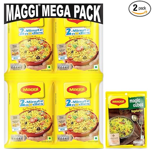 Magic Cubes Vegetarian Masala, 240g | Ready Masala for Vegetables, Rice, Curries & Dals & MAGGI 2-minute Instant Noodles, 840g (12 pouches x 70g each)