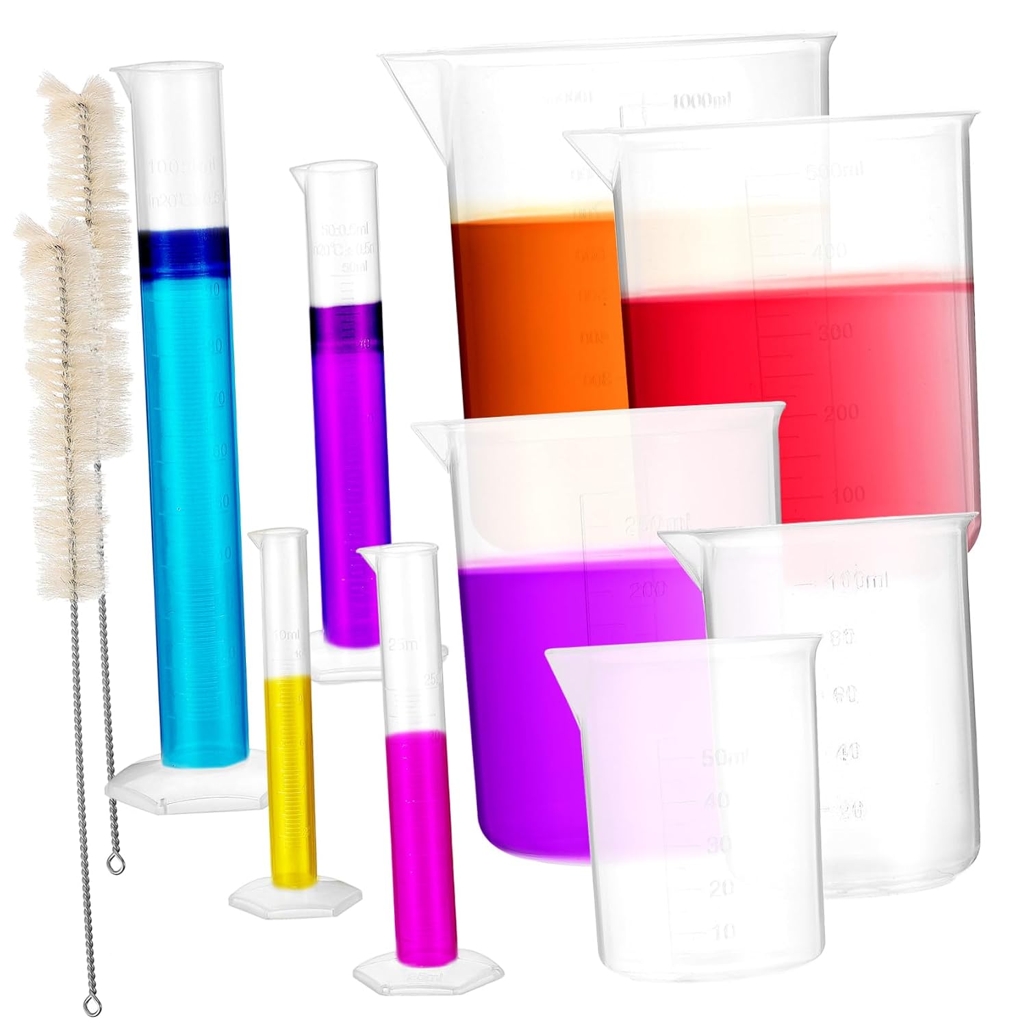 13pcs Lab Experiment Set Graduated Cylinders Beakers Tube Cleaners for Accurate Measurement