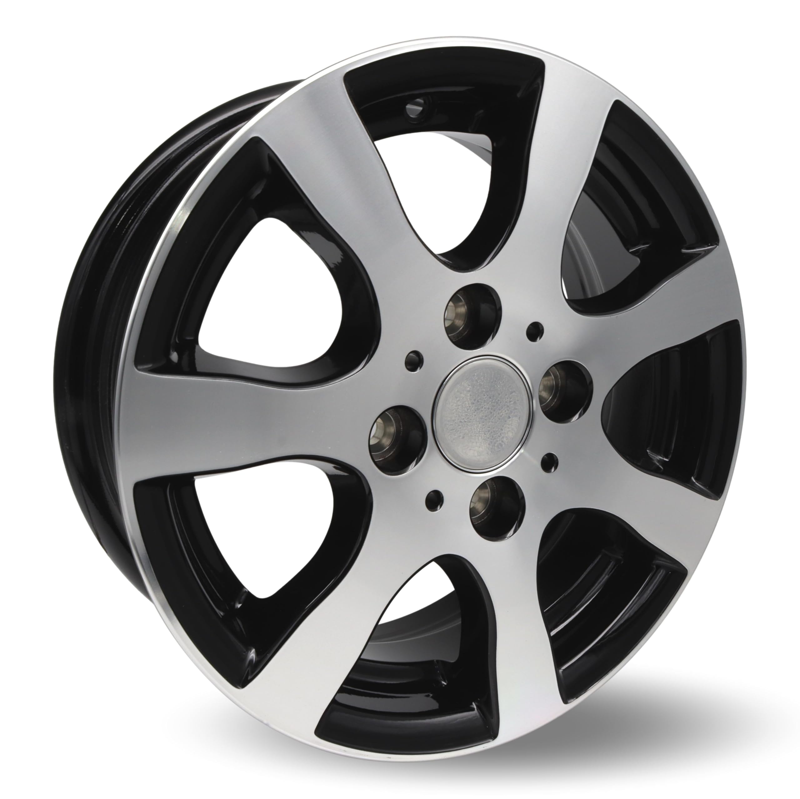 Tomason Germany TR3 5013/4 5Jx13 100 x 4 ET30 600 kg plateado/negro/negro pulido, por ejemplo, apto para Hobby, Caravan, Trailer, remolque, calidad de fabricante de equipos originales (4 x 100)