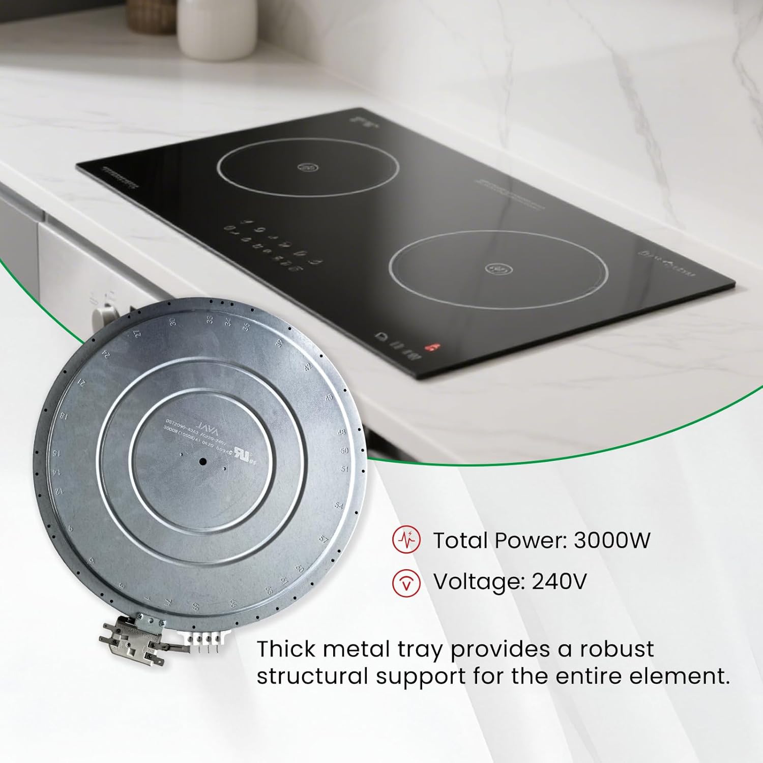 WB30T10155 12in Triple Radiant Surface Element Compatible With Ge Electric Stove，Replaces AP5791281 PS8754838, Fits for GE CES CEP PB9 PCB PS9 PSS JB8 Series