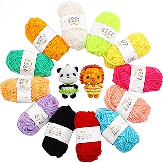 liuer Gomitolo di Lana 12x30g Filato Lana Filati Lana Acrilica per Maglieria a Mano Intreccio Fai da Te Amigurumi per Uncinetto e Lavori a Maglia